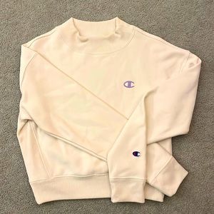 Cream and purple Champion mock neck